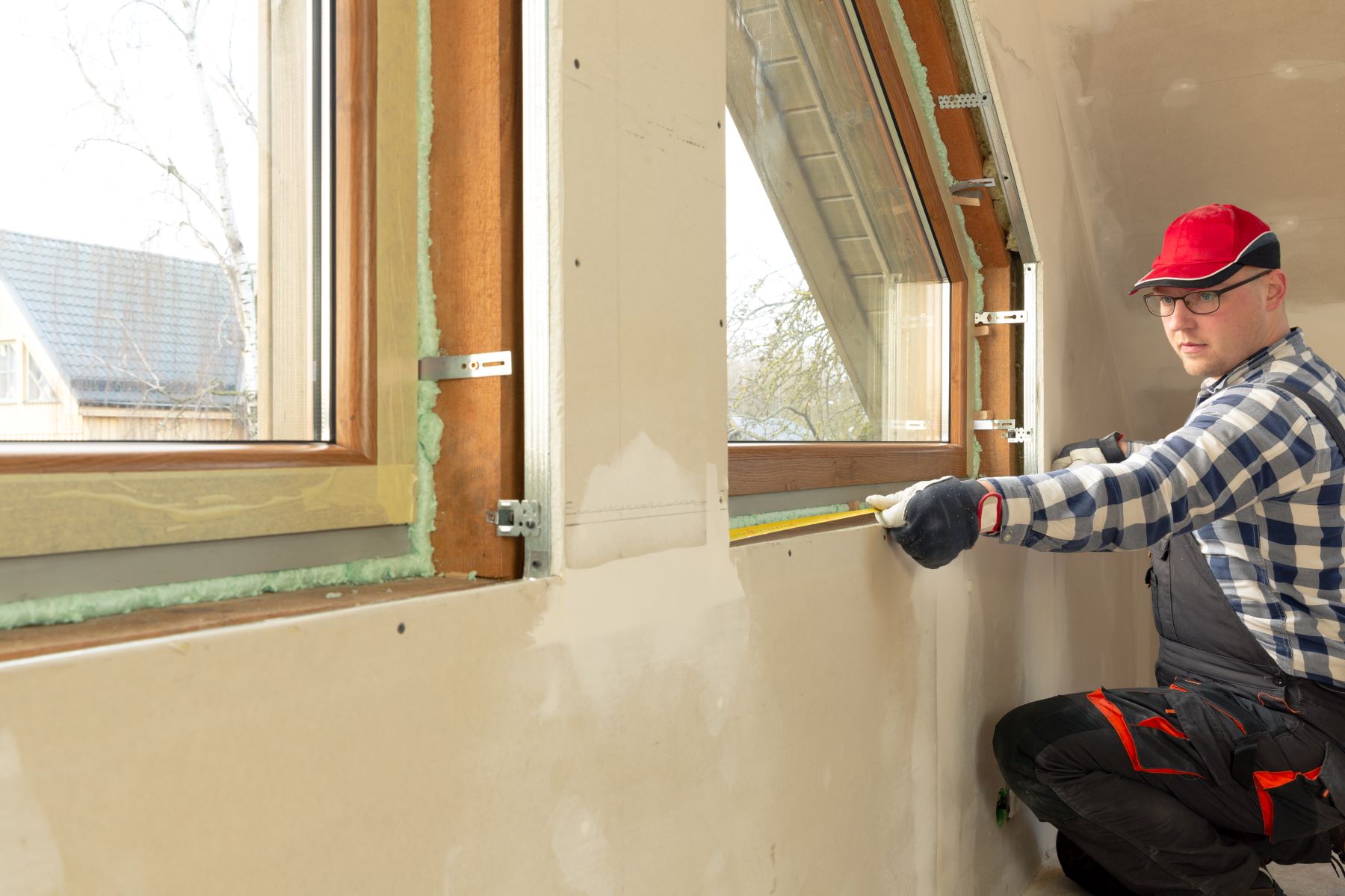 man installing new windows for home improvements